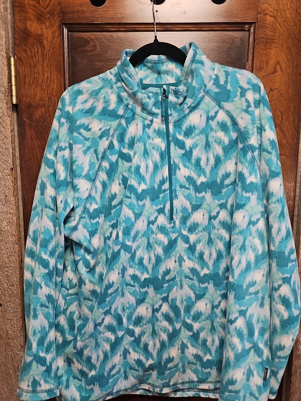 Women’s Aqua Patterned Half-Zip Fleece Jacket